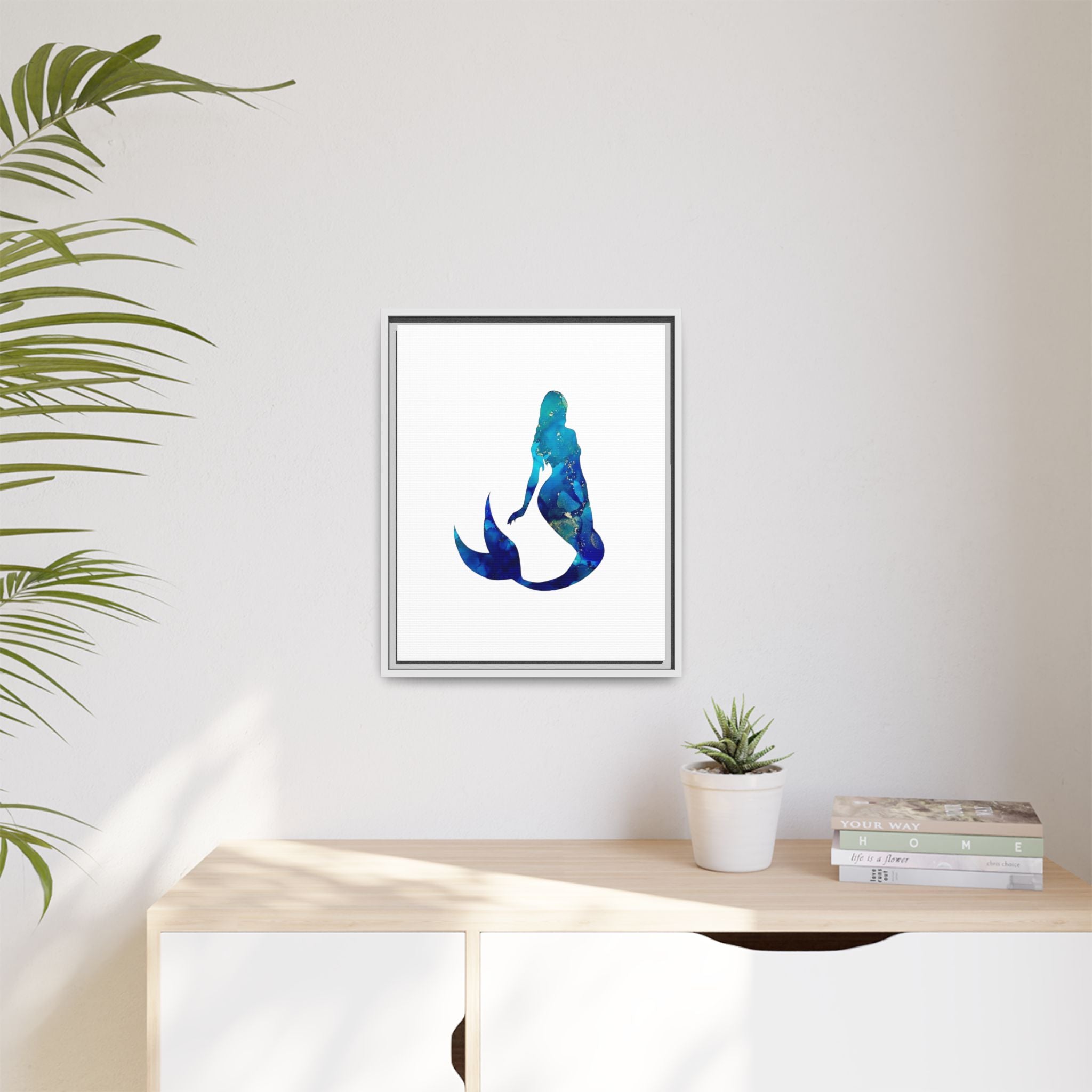 Mermaid 4,Matte Canvas, Framed (Multi-color)