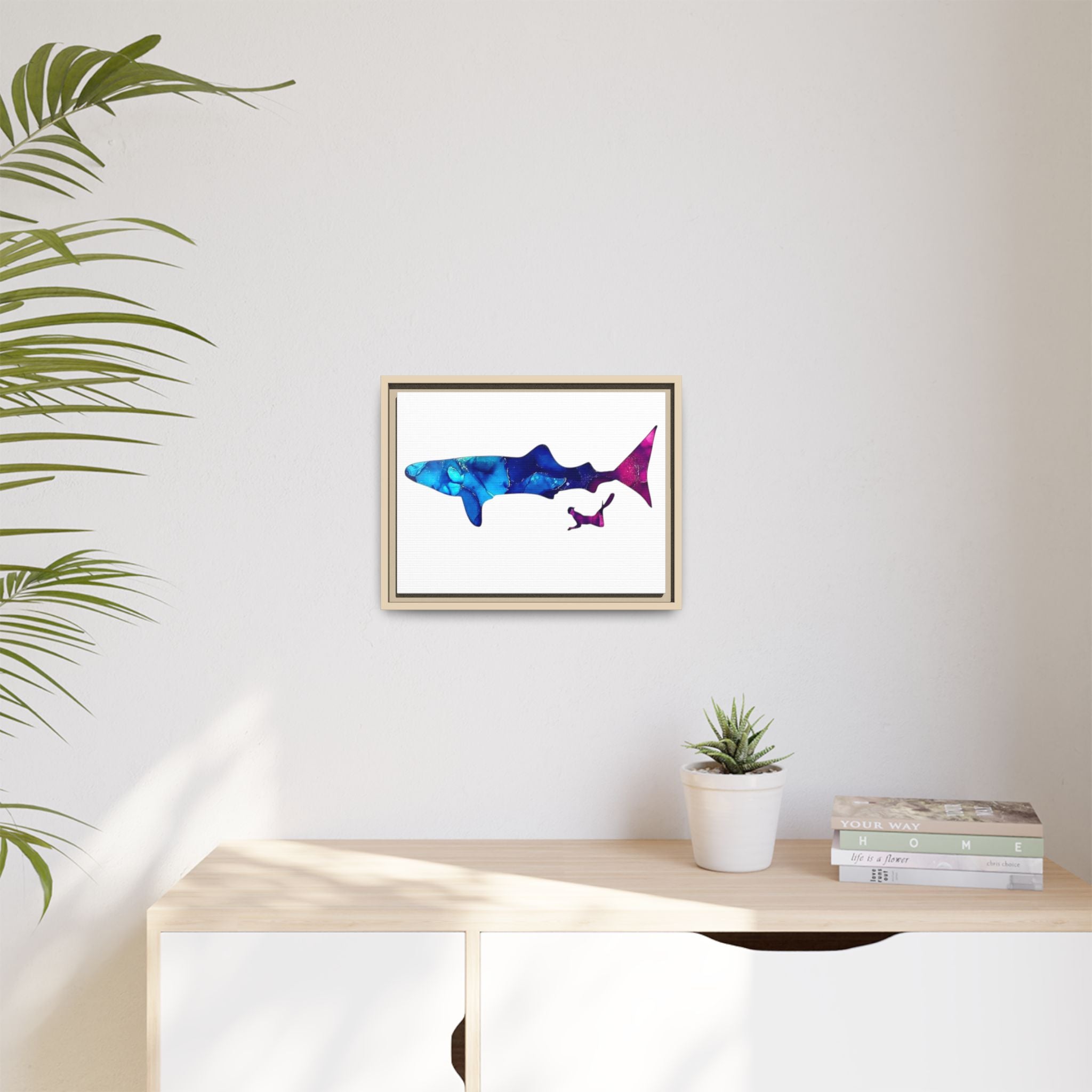 Swimming With Giants, Matte Canvas, Framed (Multi-color)