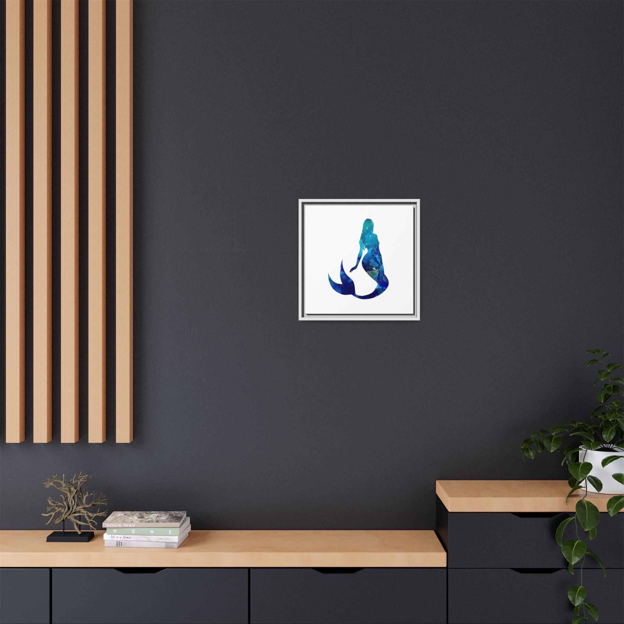 Mermaid 4,Matte Canvas, Framed (Multi-color)