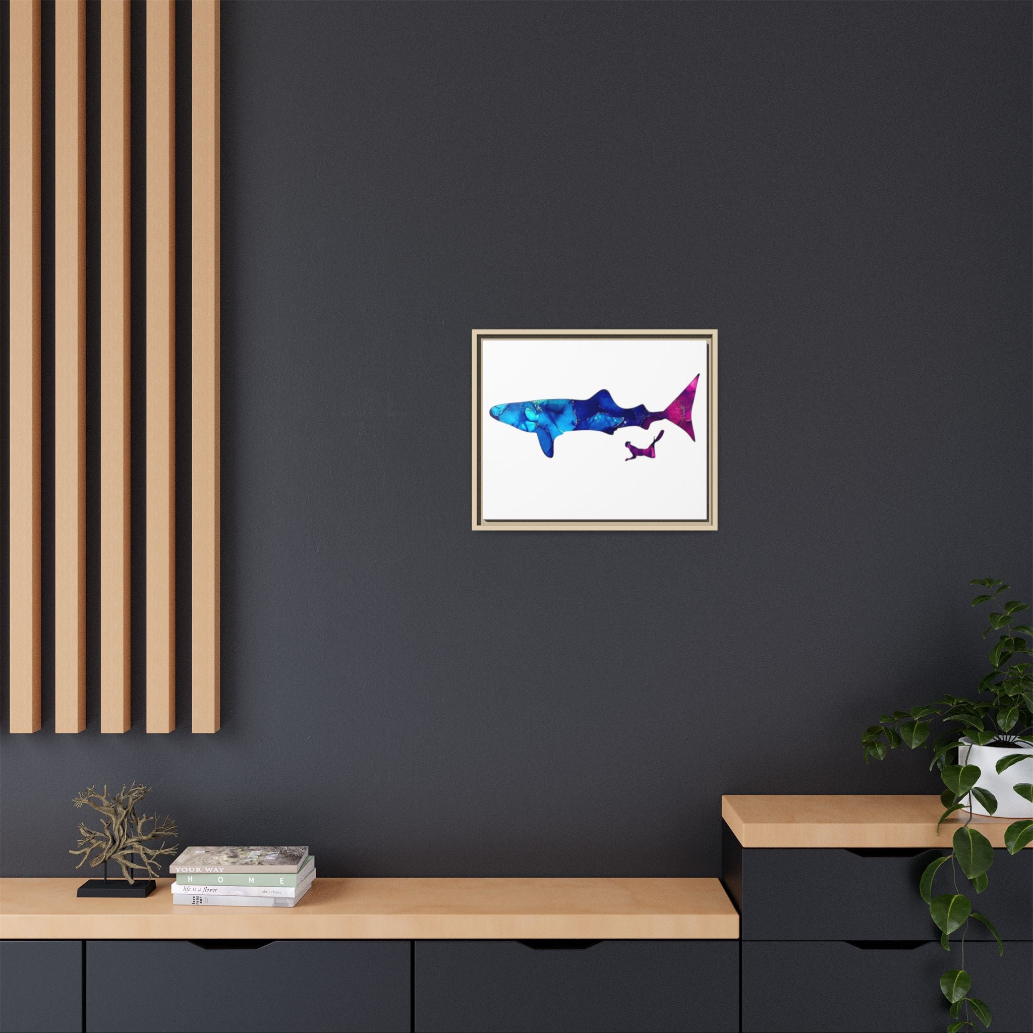 Swimming With Giants, Matte Canvas, Framed (Multi-color)