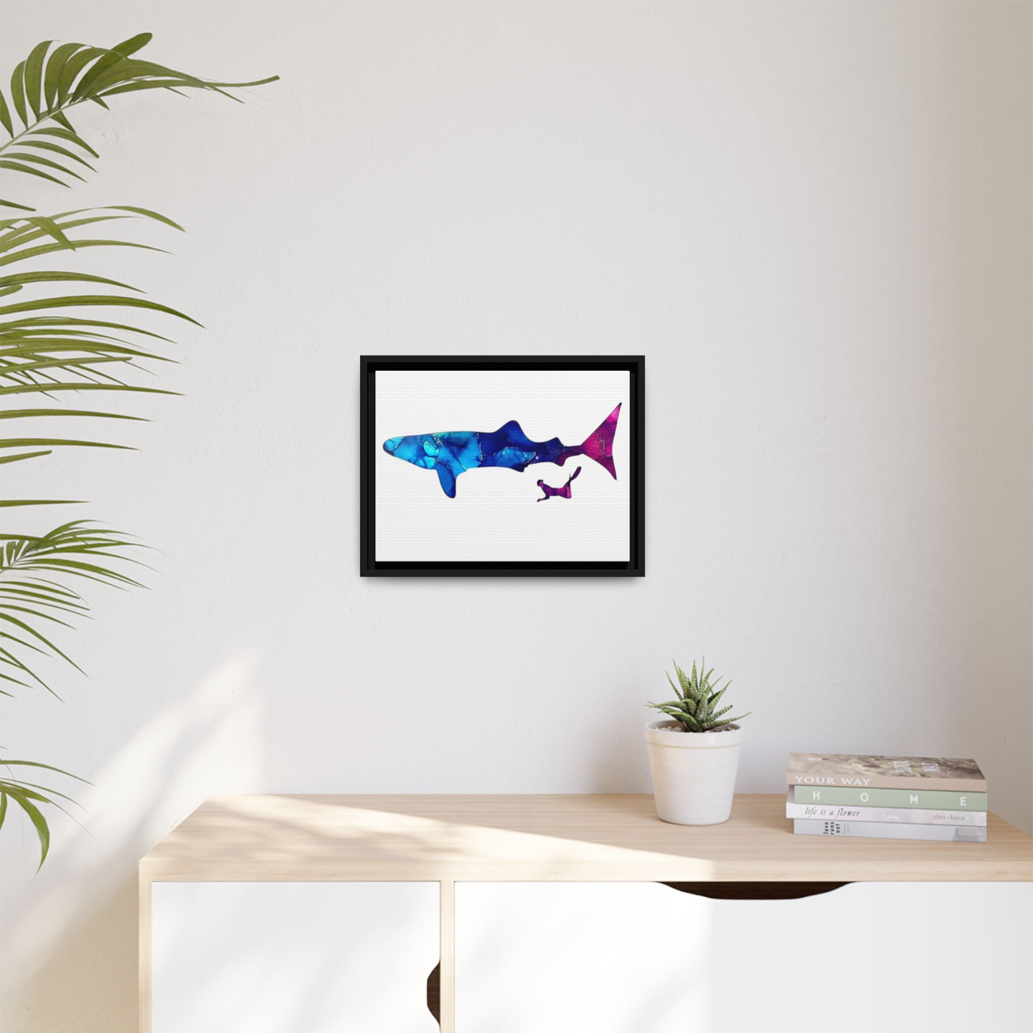 Swimming With Giants, Matte Canvas, Framed (Multi-color)