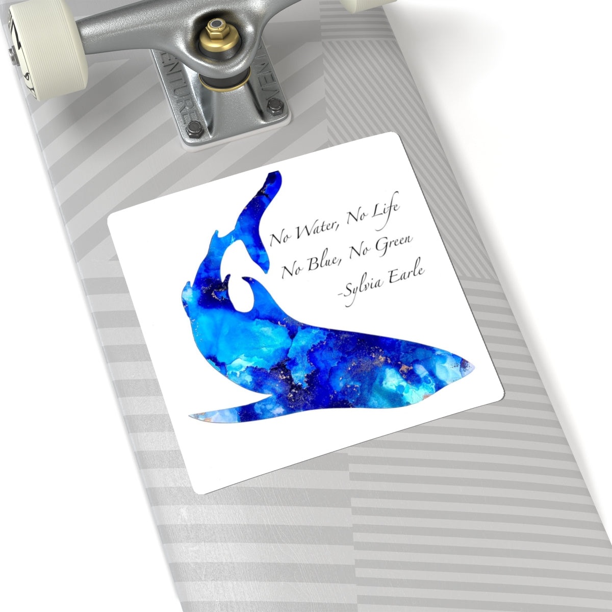 Ocean Shark Sticker — "No Water, No Life / No Blue, No Green" Sylvia Earle Kiss-Cut