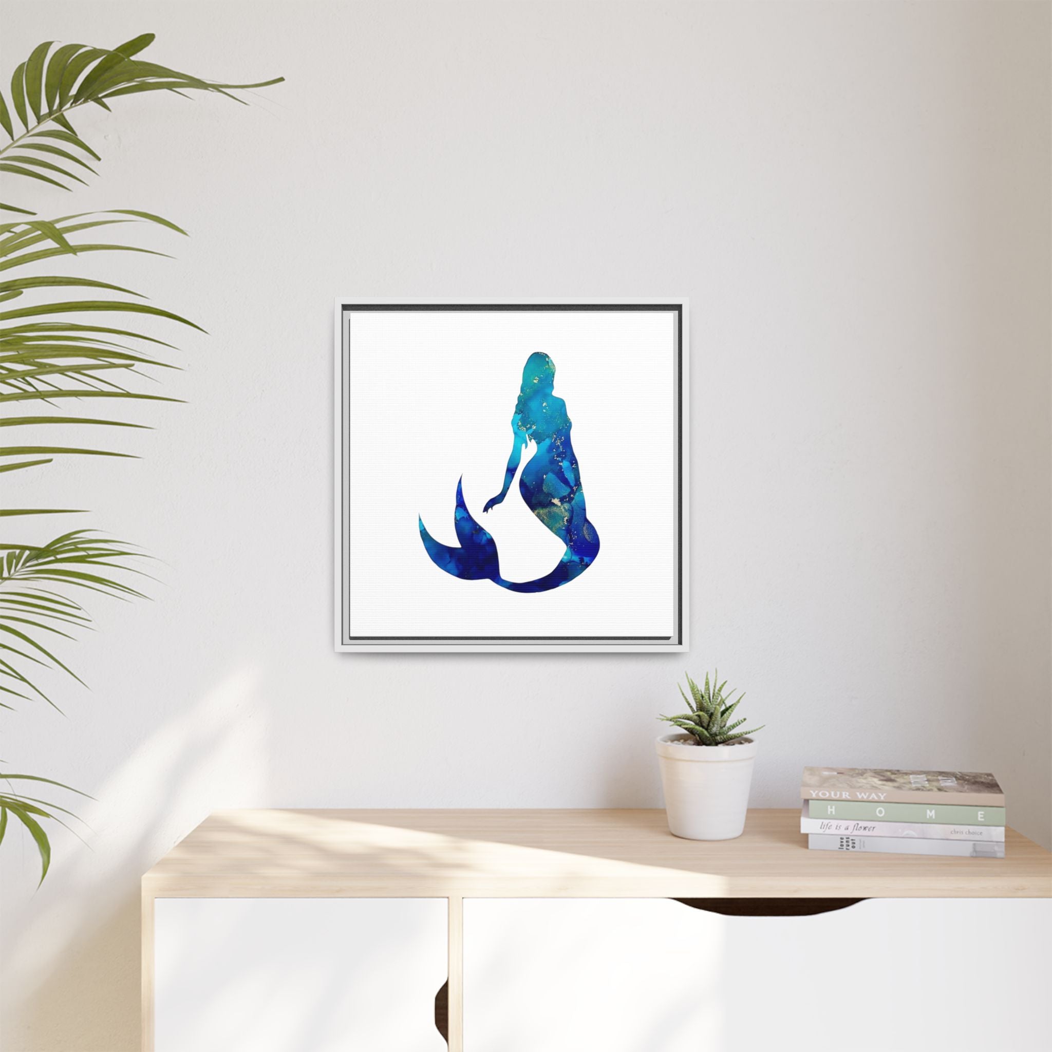 Mermaid 4,Matte Canvas, Framed (Multi-color)