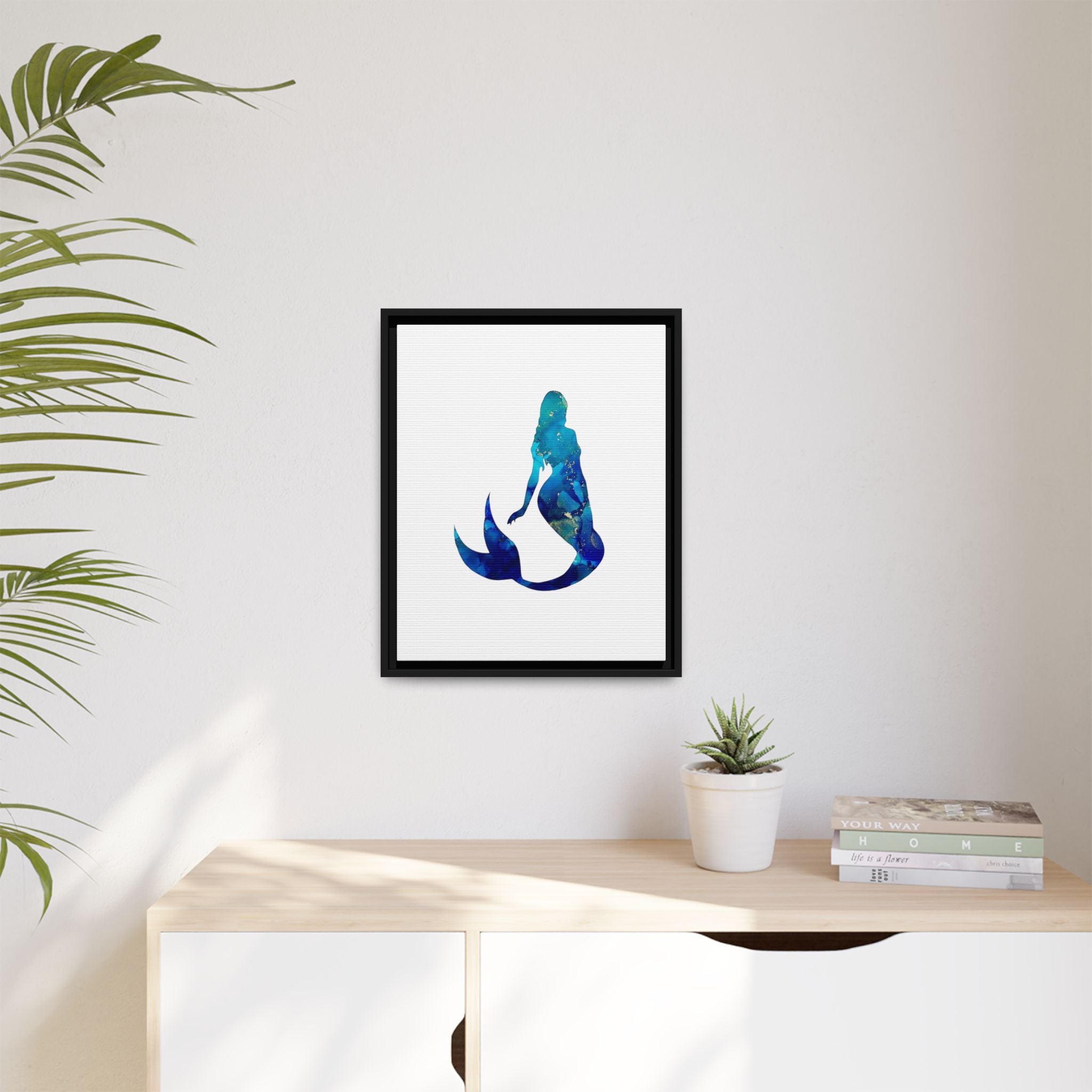 Mermaid 4,Matte Canvas, Framed (Multi-color)