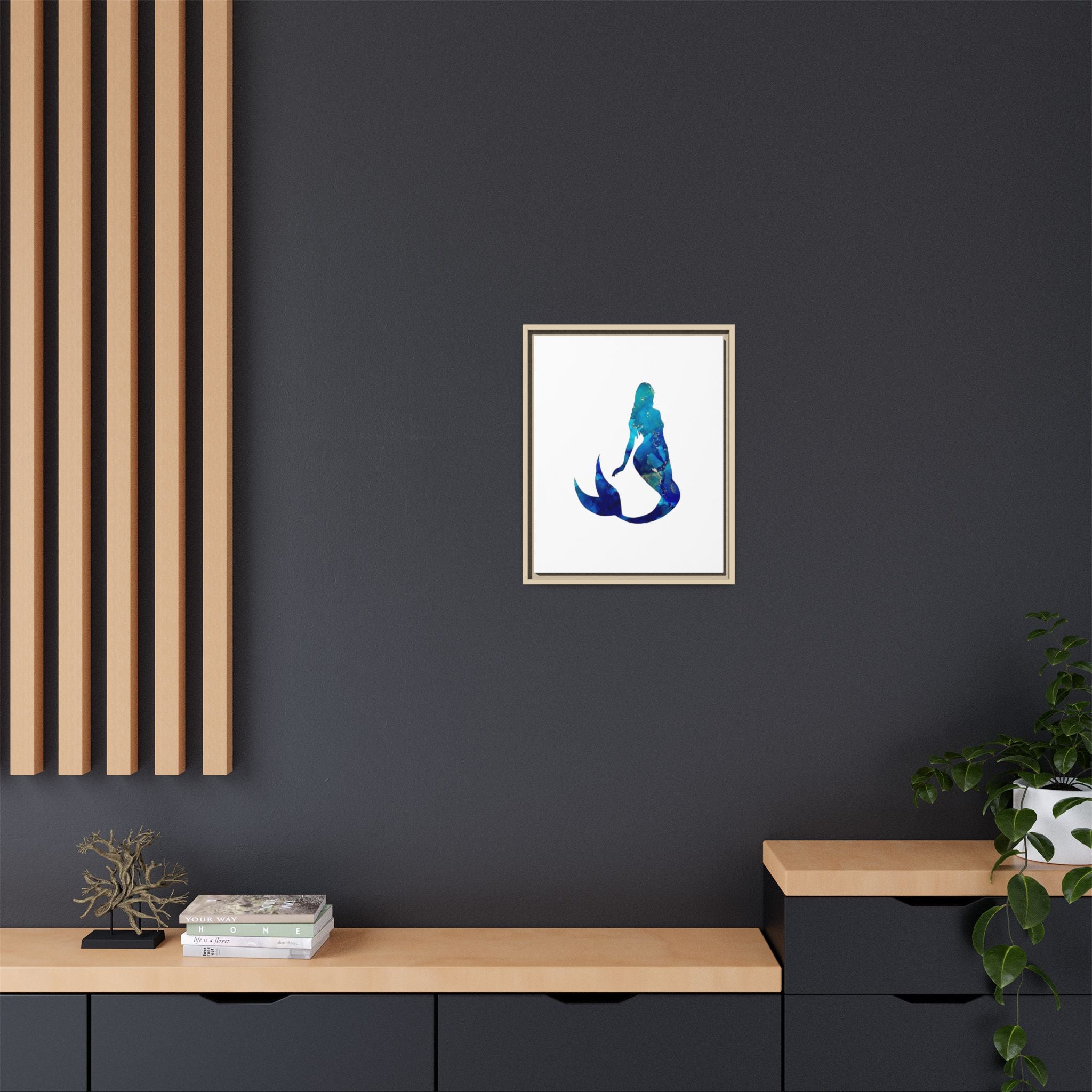 Mermaid 4,Matte Canvas, Framed (Multi-color)
