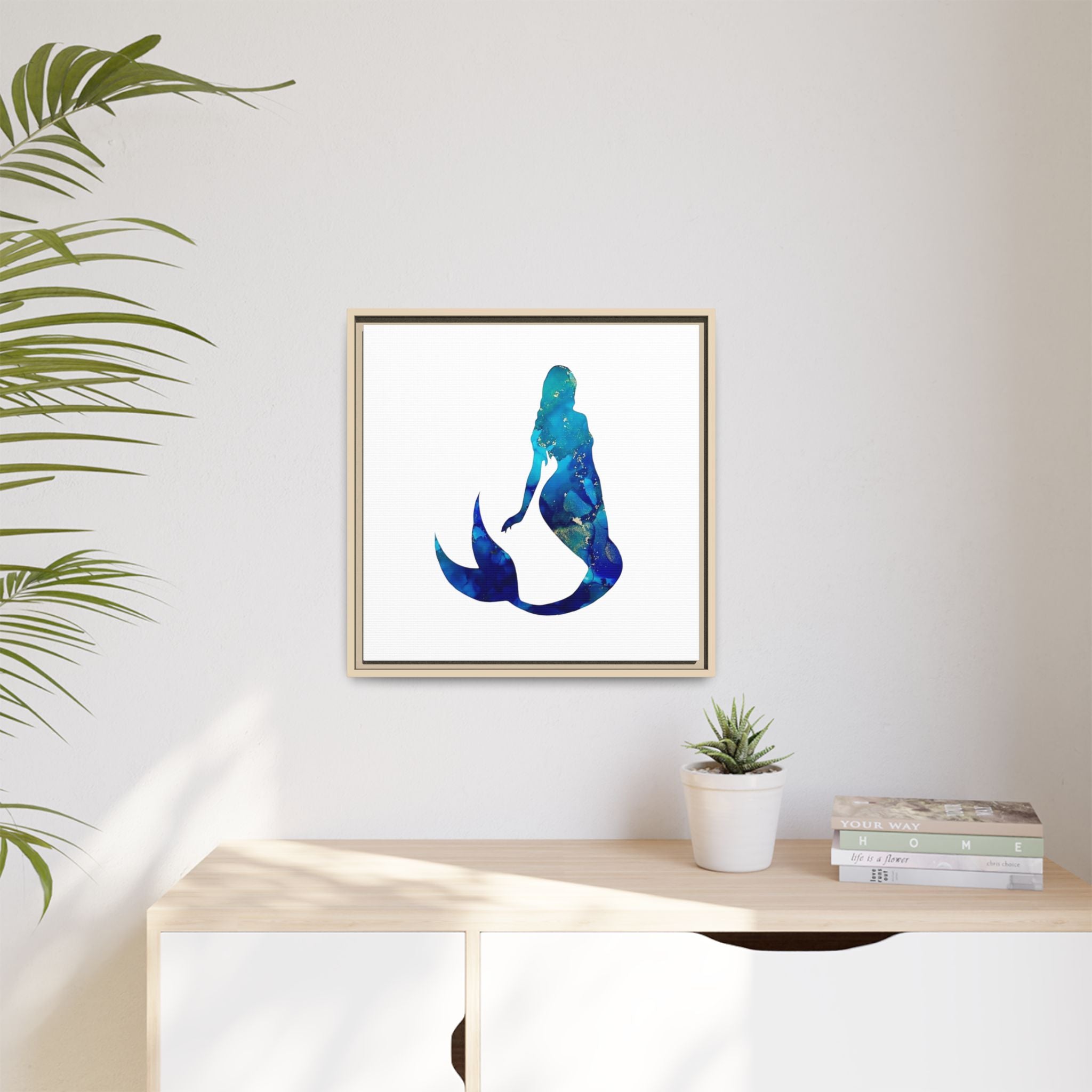 Mermaid 4,Matte Canvas, Framed (Multi-color)