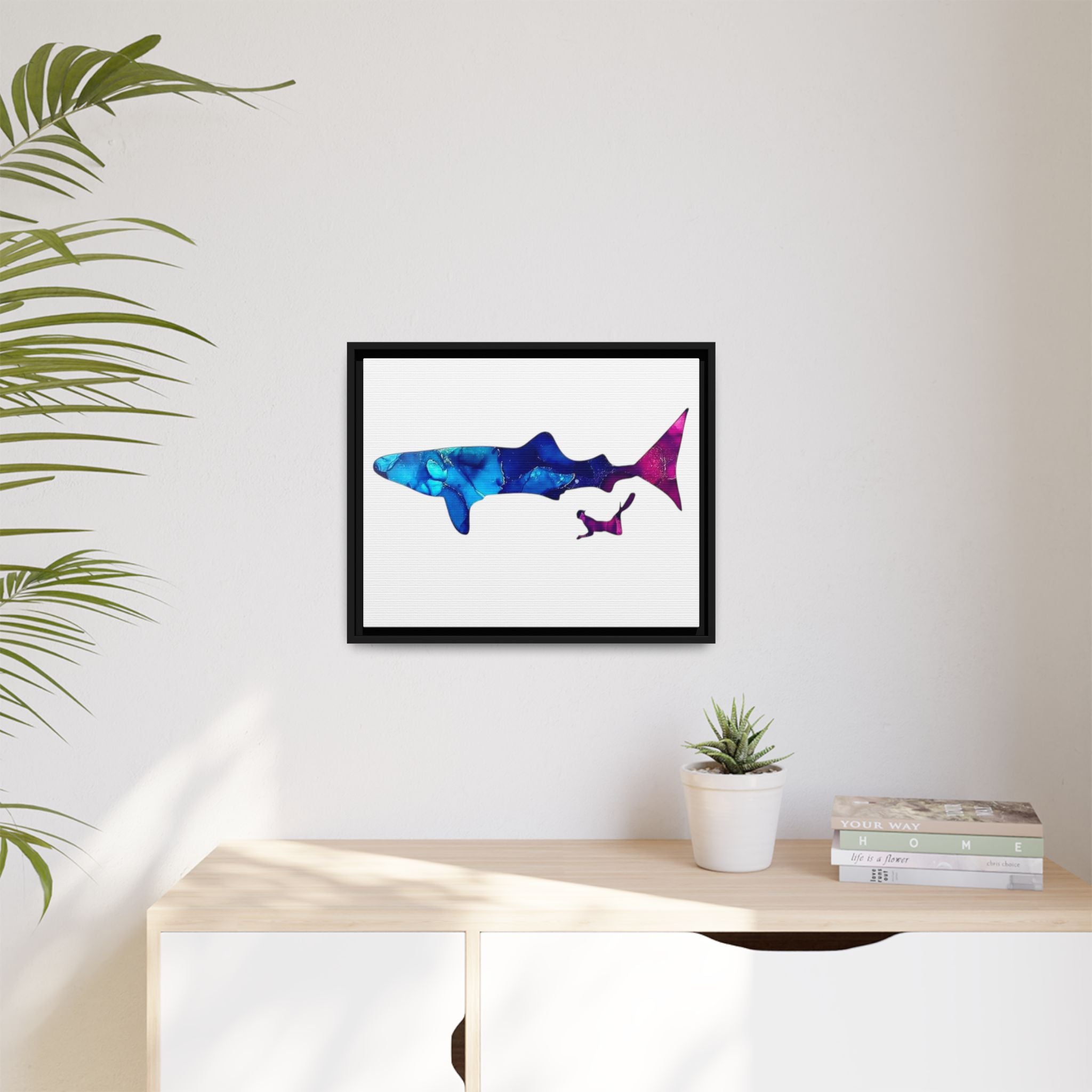 Swimming With Giants, Matte Canvas, Framed (Multi-color)